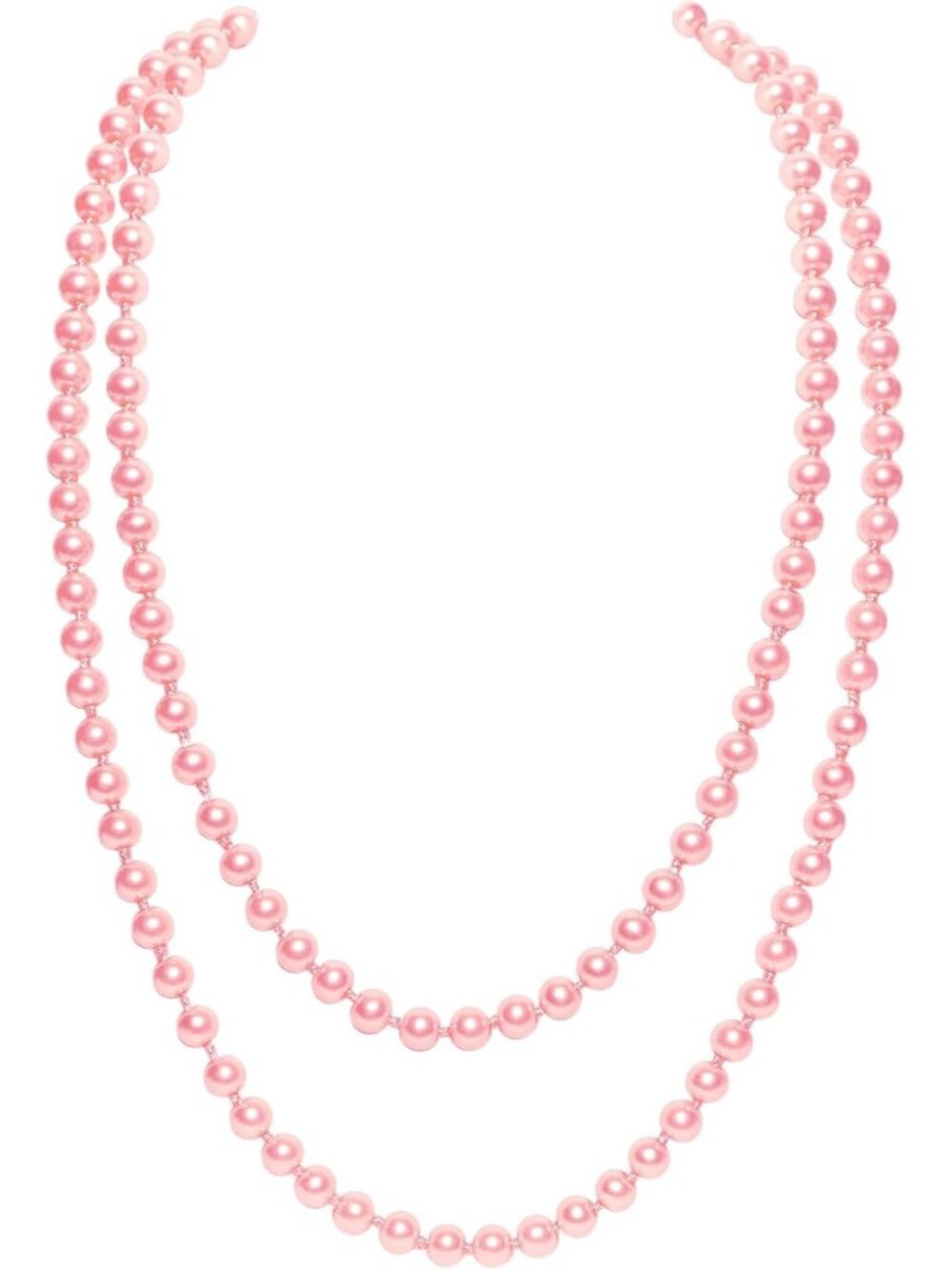 Women's Light Pink Pearl Necklace 59 Inch Long Faux Pearl 1920s Flapper Choker